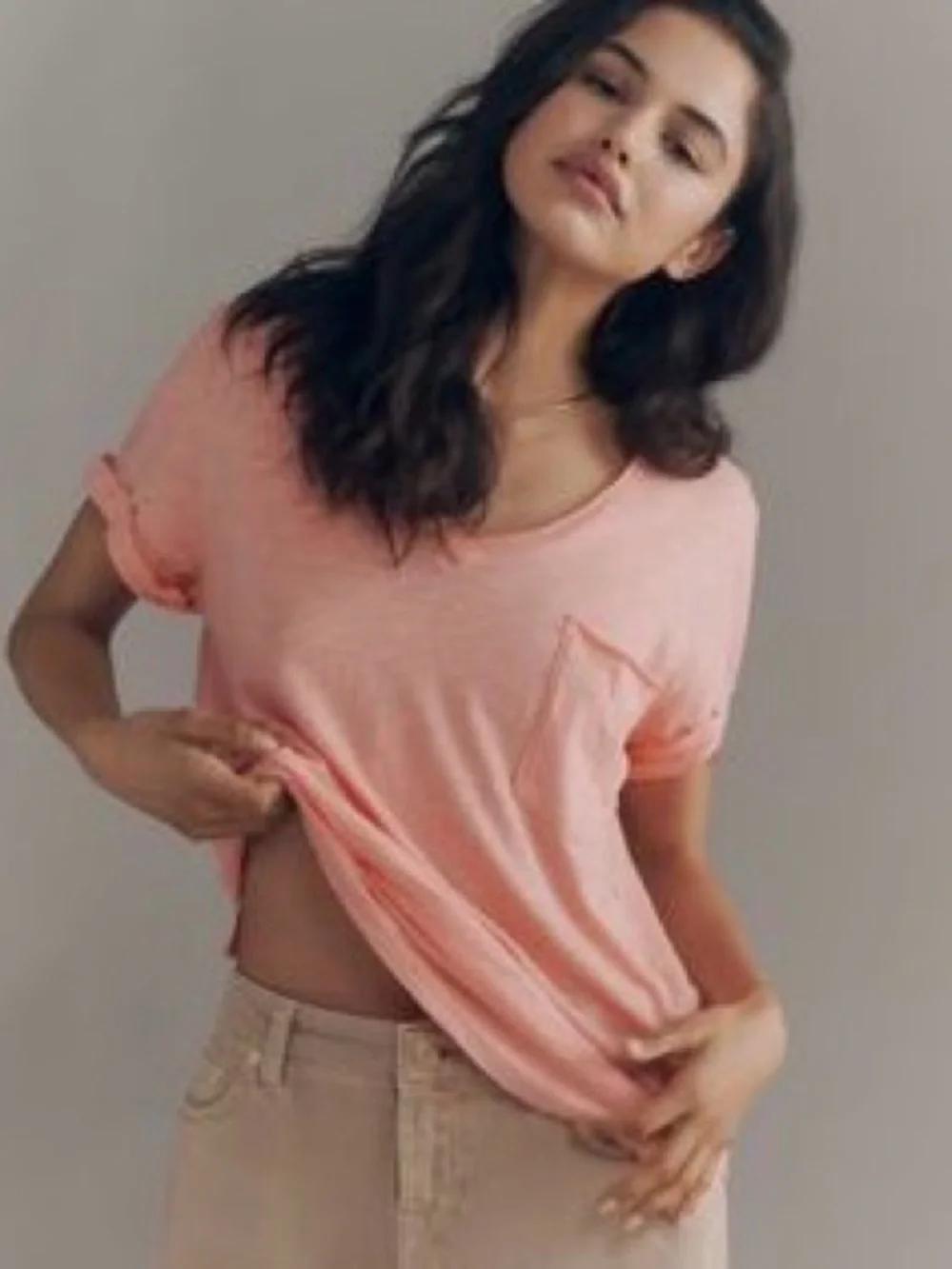 Anthropologie Relaxed Pocket Tee in Peach